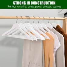 White Solid Wood Non-Slip Coat Hangers, High Quality Solid Wood Coat Rack, Thickened And Load-Bearing Without Deformation Non-Slip Groove Design, Collar Protection, Coat, Suit, Shirt, Light Luxury Wardrobe Storage Device