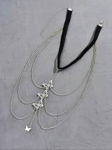 1 Multi-Layered Gold/Silver Butterfly Leg Chain, Fashionable, Elegant And Sexy, Suitable For Daily Wear, Versatile Holiday Gift (Handmade, Error 1-3cm). Bohemian Style Butterfly Thigh Chain, Gold Butterfly Leg Chain, Butterfly Pendant Leg Chain, Animal Style Thigh Chain, Suitable For Summer Beach Body Chain Jewelry For Women And Girls. Alloy Material. Butterfly Leg Chain For Women And Girls, Sexy Snake Charm Thigh Strap, Summer Bikini Skirt Beach Party - 金色 - 查看 9