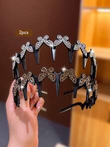 2pcs Silver-White Butterfly Headbands, Sweet Style Hair Accessories Headpiece Hair Clips, Suitable For Daily Use - Multicolor - View 8