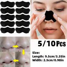 Carbon Blackhead Removal Mask, 10 Nose Patches, Peel-Off Mask, Pore Whitehead Cleaner, Strawberry Nose Clear, Deep Cleansing, Suitable For All Skin Types - Black - View 9