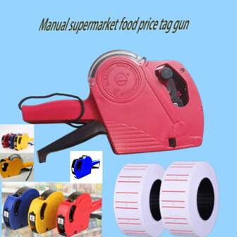 1pc Manual Price Labeling Machine With Cover, Supermarket Food Price Tagger, Price Tag Maker, Suitable For Supermarket Commodity Pricing