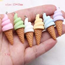 6pcs/Pack Resin Imitation Cute Ice Cream Pendant For DIY Earrings, Necklace, Keychain, Wholesale Jewelry Components - Various Styles - View 8