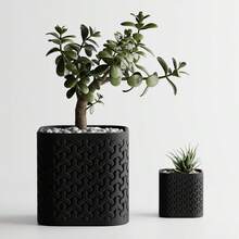 ORIZZONTE Jarrón decorativo con diseño geométrico. Disponible en dos tamaños. Ideal para decoración del hogar, centro de mesa o florero. 100 % fabricado en Italia. Envío desde Italia. - Negro - Ver 3