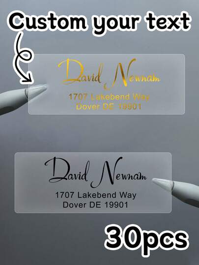 30-300Pcs Custom Gold Stamping Rectangle Wedding Stickers,Personalize Name Label Stickers,Customizable Text Transparent Stickers,Customized Thank You Stickers,Wedding Favor Stickers,Bride And Groom,Birthday Gifts,Anniversary,Christmas,Bridesmaids,Invitations,Gift Box,Men,Women,Sisters,Unique Gifts,Festive Calendar