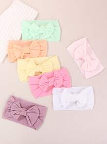 7pcs Baby Girls Bows Headbands Nylon Hairbands Ribbon Bow Elastic Hair Accessories For Newborns Infants Toddlers And Kids - Multicolor - View 5
