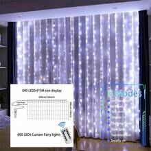 1pc LED Window Curtain Lights With 8 Lighting Modes Remote Control, USB Powered Fairy Lights For Christmas, Halloween, Wedding, Home, Garden, Bedroom, Holiday Party Decor - USB Curtain Light - View 14