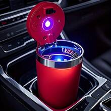 Portable Car Ashtray With Automatic Guide Rail And LED Light - Spacious Ash Holder Cup For Car Interior Accessories - Easy To Install And Clean