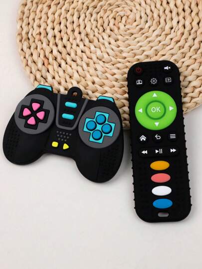 1 Peça Brinquedo de Dentição de Silicone, Brinquedo de Dentição de Silicone em Formato de Controle Remoto, Brinquedo de Controle Remoto Cartoon para Bebês Meninos e Meninas, Brinquedo de Dentição Educativo para Bebês de 6-12 Meses