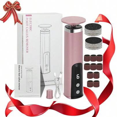 Electric Foot Grinder, USB Rechargeable Set With 10pcs Sanding Heads, 10pcs Coarse Sandpaper, 10pcs Fine Sandpaper, Portable Nail Grinder For Home Manicure