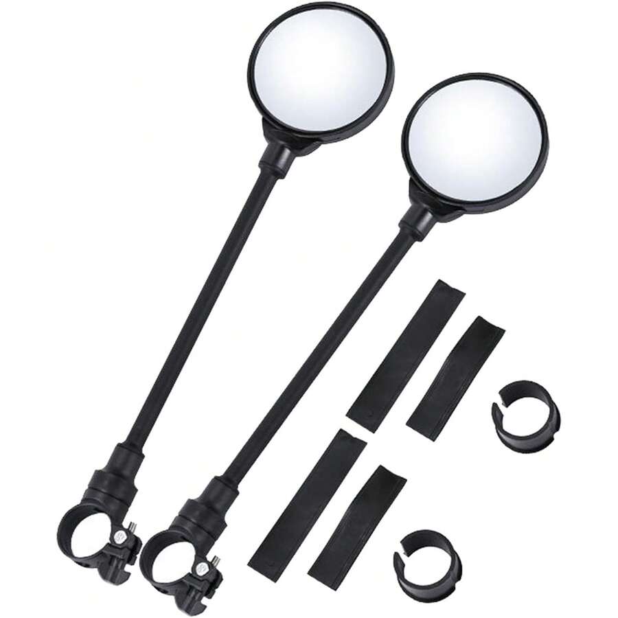 Handlebar Bike Mirror, 2 Pack Rear View Mirror 360°Rotatable Shockproof Adjustable Handlebar Bicycle Rearview Mirrors For Mountain Road Bike Electric Bicycle, Cycling Rearview Mirror, E-Bike Motorcycle,Easy To Install (Black) - Gói 2 - Xem 1