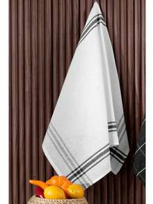 4-delat set med kökshanddukar och servetter – 50x70 cm – 100 % bomull, absorberande, slitstark och maskintvättbar – Tillverkad i Turkiet - Svart - Visa 2