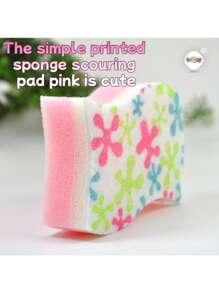 Pink Multi-Functional Temperature Sensitive Scrub Sponge. Cute Yet Powerful Stain Removal, Kitchen Sponge - Temperature Sensitive, Scratch-Resistant Cleaning Pad, Safe For Various Surfaces Such As Dishes, Suitable For Modern Kitchen Sink, Used For Dishware Cleaning