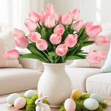 3pcs Artificial Tulip Flowers Decor, Home Decoration Accessories, Living Room & Bedroom Ornament - Hot Pink - View 10
