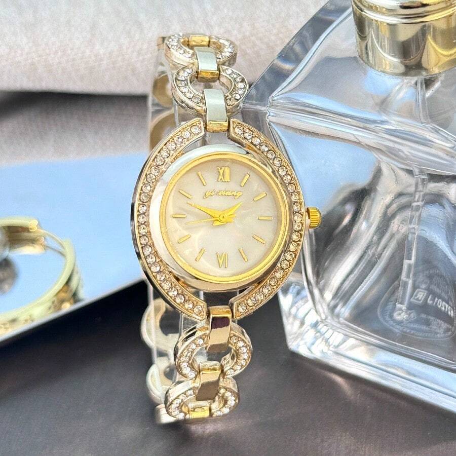 Modische Damen Armbanduhr im Römischen Stil, Luxus personalisiertes Stahlarmband Quarz Armbanduhr für Frauen, Neues beliebtes Damen Armbanduhr Modell