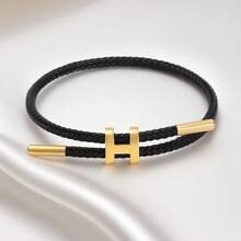 1 Stück H-förmige Schnallen Hartschnur Armband, einfach & modisch verstellbar für Frauen Alltags-Tragen als Geschenk, verstellbares Edelstahl Drahtseil Armband, 3D hartgoldplattierte Edelstahl Armbänder, Armbänder für Frauen, Ketten für Männer, 67 Hamilton Metall Armreifen für Frauen - 1 Stück geflochtenes Armband - Übersicht 15