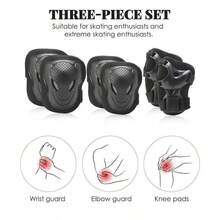 6Pcs Adults Skating Protective Gear Knee Pads And Elbow Pads Wrist Adjustable - as pic - View 6