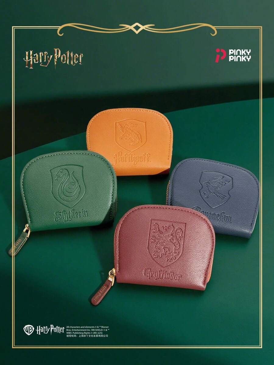 Harry Potter 霍格沃茨学院拉链钱包 - 格兰芬多、拉文克劳、斯莱特林、赫奇帕奇图案,小巧零钱包,女士钱包,迷你钱包,卡包,零钱包,秋季必备 - 彩色 - 查看 1