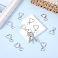 8pcs Heart Shaped Keychain Hooks, Metal Heart Rotating Spring Clip Keychain Hooks For DIY Creative Keychains, Cute Keychain Clips For Wristlet, Card Holders And Photo Keychains - Heart-shaped Buckle + Spring Ring - View 5