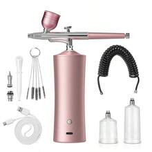 30PSI High Pressure, Anti-Clogging Airbrush Kit With Compressor - Corded Rechargeable, Includes 0.3mm Nozzle And Cleaning Brush, Suitable For Painting, Cake Decorating, And More - Pink - View 8