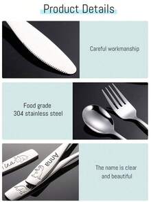 Bộ đồ ăn trẻ em bằng thép không gỉ 304 khắc tên cá nhân (1/3 món), Bộ đồ ăn tùy chỉnh, Muỗng, nĩa, dao, thìa trà, thìa súp khắc tên trẻ em, Bộ đồ ăn cho trẻ nhỏ, Bộ đồ ăn hình gấu dễ thương tùy chỉnh, Muỗng tập ăn cho bé tùy chỉnh, Bộ đồ ăn sáng tạo cho trẻ em, Quà tặng kỷ niệm sinh nhật, Quà tặng cho trẻ em, Quà Giáng sinh, Quà Halloween, Quà tặng cho tiệc tùng, Đám cưới, Sinh nhật, Tiệc tùng, Muỗng, Dao, Nĩa khắc tên tùy chỉnh, Bộ đồ ăn trẻ em tùy chỉnh, Không gian ấm cúng, Trẻ em, Tiệc tưng bừng thành thị, Hiện đại, Đầy màu sắc, Dễ thương, Bộ dao kéo - Bạc - Xem 7