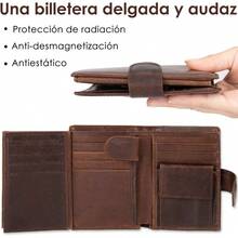 Lukovee Billetera para Hombre Piel, Cartera para Hombre RFID Bloqueo Antirrobo Tarjetero de Cartera Cuero Minimalista, Billetera Hombre Carteras para Caballero Plegable para Hombre Regalo - Negro (Nuevo) - Ver 11