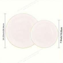 20件套白色边圆形蛋糕甜点盘套装，包括（7.5英寸/10.25英寸餐盘）和高品质可重复使用的水果沙拉盘，易于清洗，是婚礼、情人节、生日和节日聚会的理想之选。 - 白色 - 查看 2