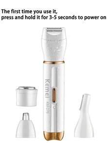 Kemei Kemei KM-276 Rechargeable 3-In-1 Electric Shaver For Women - Painless Hair Trimmer For Face, Nose, Eyebrows, Beard, Beard, Arms, Legs, Arms, Arms, Arms And Bikini - Portable Shaver Set Rechargeable Beauty Kit Holiday Gift