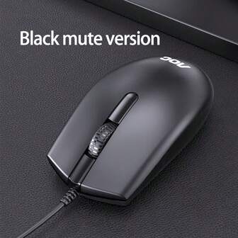 AOC Mouse MS100 Universal Ergonomic Symmetrical Design For Both Left And Right Hands Frosted Sweat-Proof Shell Plug And Play Without Driver Comfortable Office And Home Silent Mouse Black Silent Model
