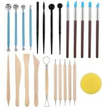 25pcs Air-Dry Clay Modeling Tool Kit Set, Suitable For Adults, Ceramic Polymer Clay Sculpting Pottery Tools, Pottery Crafts, Embellishment, Baking, Carving, Painting, Shaping, Molding