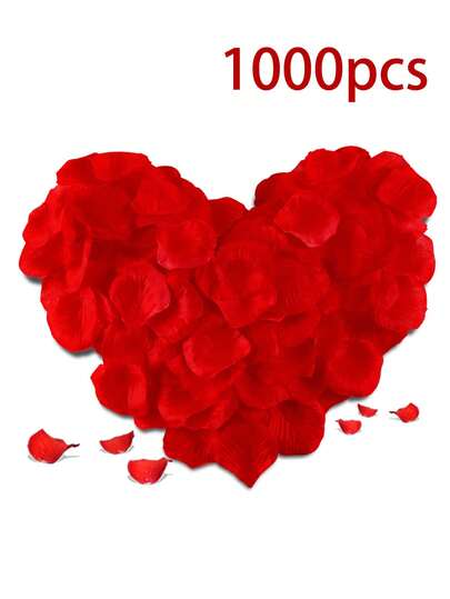 1000pcs Non-Electric Artificial Rose Petals, Featherless, For Romantic Heart Decor, Valentine's Day & Weddings