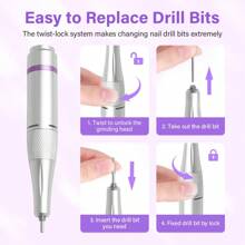 45,000 RPM Professional Rechargeable Nail Grinder With HD Display And Metal Nail Drill Bits, Can Be Used As Nail Lathe And Sander - Multicolor - View 5