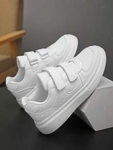 Teens' Low-Top Casual Sneakers, Wear-Resistant Thick Sole, Soft & Comfortable Lining, Hook And Loop Closure, Spring/Autumn