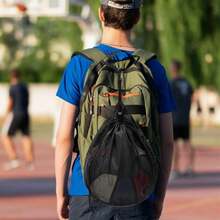 黑色便携式篮球网袋排球袋足球袋抽绳网袋旅行训练可装篮球鞋篮球包1个装 - 彩色 - 查看 10