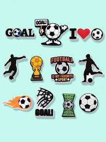 19pcs Football Series Shoe Decoration Charms For Clogs Bubble Slides Sandals, PVC Shoe Decorations Beach Bag Accessories Gift Idea For Birthday Christmas Party Favors, Decorations Gift Ideas - Multicolor - View 6