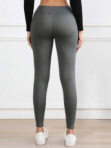 3pcs Women's Thermal Lined High Waist Tummy Control Outdoor Leggings, Solid Color Casual Thermal Pants For Winter,Fleece - Multicolor - View 6