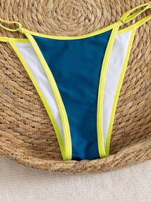 Bộ bikini hai mảnh kiểu dáng châu Âu và Mỹ mới nhất năm 2025 dành cho nữ, gợi cảm, cao cấp, phối màu nổi bật, gồm áo tam giác buộc dây phía trước và quần cạp chun điều chỉnh được, thích hợp cho kỳ nghỉ biển. - Nhiều màu - Xem 7