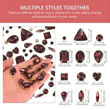 1 包约 130 颗金色缝制水钻，混合形状金属爪缝制玻璃宝石，银色 - 酒紅手縫鑽130pcs - 查看 8