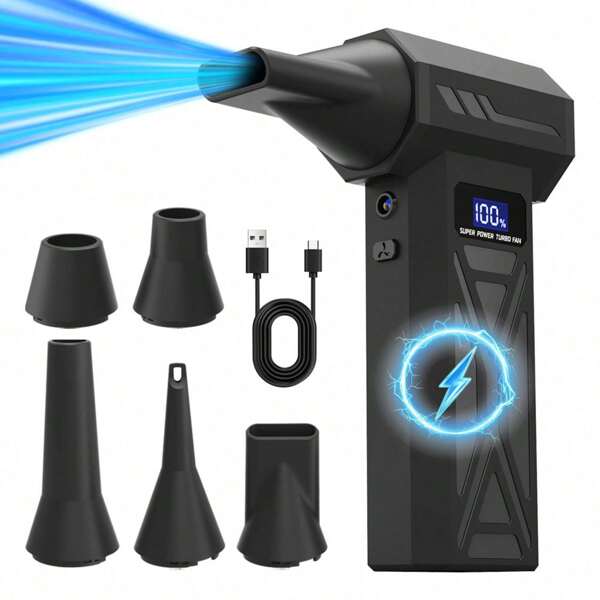 Mini Turbo Fan, 990,000 Rpm Electric Blower, LED Display, Equipped With Rechargeable Battery, Home Computer Cleaner