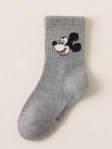 Disney 3/6双装米妮图案儿童袜子，卡通中筒袜，男女童通用，秋冬季，婴儿袜 - 彩色 - 查看 4