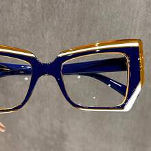 Cat Eye Glasses Gradient Color Frame Transparent Lens Computer Glasses Color Block Women's Fashion Glasses Street Style - 黑色`白色 - 查看 11
