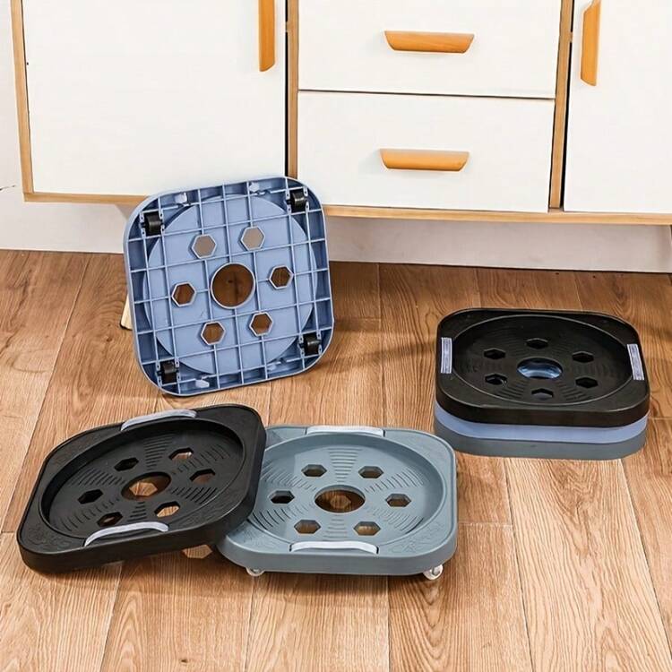 1pc Adjustable Plastic Bucket Base With Swivel Casters, Heavy Duty Mobile Stand, Suitable For Water Bottles And Gas Cylinders, Multifunctional Kitchen Storage Rack - Multicolor - View 3