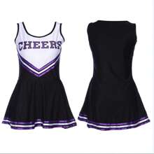 Women's School Musical Party Halloween Cheerleader Costume Fancy Dress Uniform Outfit Back To School - 藍色 - 查看 7