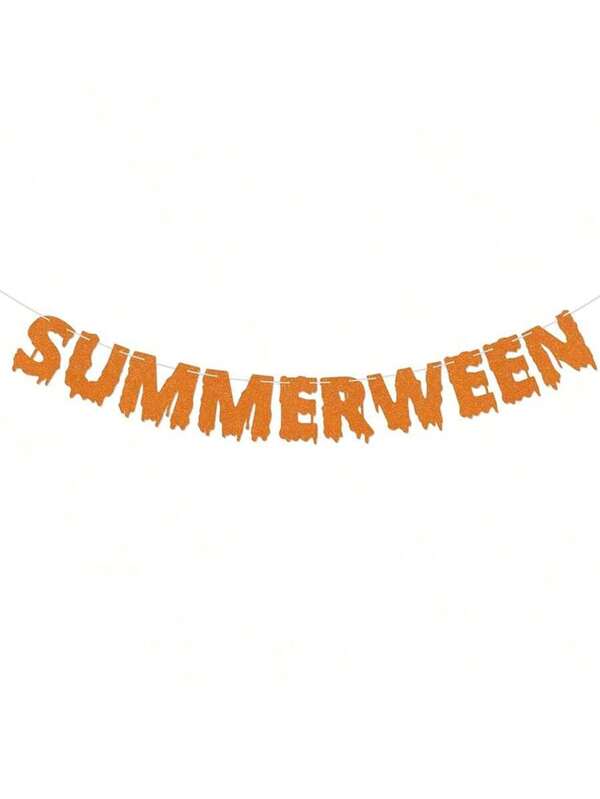 1pc Summer Halloween Banner, Orange Letter Halloween Pull Flag Banner, Halloween Party Decoration, Atmosphere Decoration Supplies