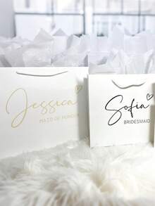 1个定制婚礼个性化礼品袋，高品质伴郎伴娘派对回礼袋，婚礼迎宾袋，回礼袋，生日礼物定制袋，永恒之爱 - 白色 - 查看 6