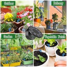 Solar Powered Automatic Drip Irrigation Kit 1500mAh Battery Timed Self Watering System IP65 Waterproof Supports 10 Potted Plants For Balcony Garden Vegetable Patch Hanging Baskets - 黑色 - 查看 9