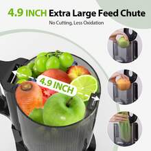 4.9" Extra Wide Feed Chute Cold Press Juicer| Slow Press Technology | Higher Juice Extraction | Quick-Clean System | Premium Kitchen Appliance For Fresh Morning Drinks & Brunch Time​ - US A Type Plug(110-127V) - View 4