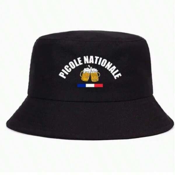 1 pieza Sombrero de cubo para mujer con estampado "PICOLE NATIONALE", sombrero de sol de verano unisex para pesca, senderismo, escalada