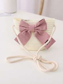 1 قطعة - حقيبة قش جديدة عصرية، حقيبة بشكل زهرة قلب كرتونية جميلة، زخرفة بالدانتيل والزهور، مزينة بأسنان بلورية براقة، أنماط متعددة الألوان للحقيبة المنسوجة - متعدد الألوان - مشاهدة 10