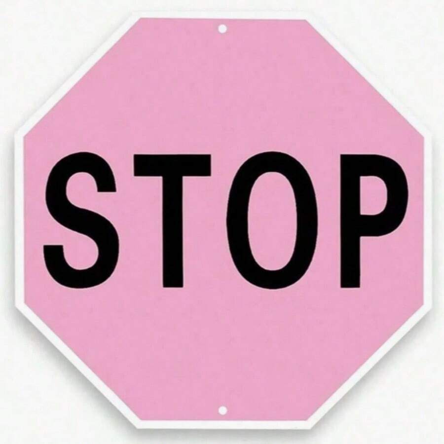 1pc Octagon Pink/Red/Black STOP Decorative Sign, Aluminum, 12x12 Inch UV Printing, Perfect For Indoor/Outdoor Walls, Garage, Studio, Teen Room, Private Territory Decoration