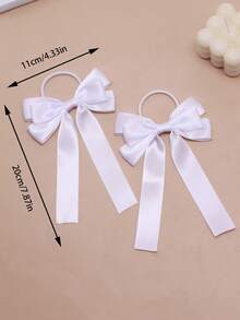 2pcs/Set Women Simple Solid Color Ribbon Multi-Layer Bow Scrunchies, High Elasticity Hair Ties, Suitable For School, Everyday Wear Hair Accessories - View 8